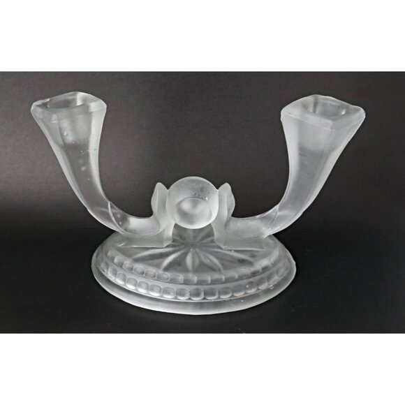 6 Curated Vintage Clear Candlestick Holders Single & Double - Picture 4 of 7